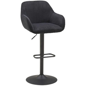 Livetastic Barhocker, Schwarz, Metall, Textil, Drehkreuz, 44x95-117x55 cm, inklusive Armlehnen, Esszimmer, Barmöbel, Barhocker