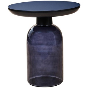 Livetastic Beistelltisch, Blau, Schwarz, Metall, Glas, rund, zylindrisch, 50x56x50 cm, einfacher Aufbau, Wohnzimmer, Wohnzimmertische, Beistelltische,