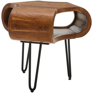 Livetastic Beistelltisch Malabo, Schwarz, Akazie, Holz, Akazie, vollmassiv, Holz, Freiform, Haarnadel, 55x45x45 cm, einfacher Aufbau, Wohnzimmer, Wohnzimmertische, Beistelltische