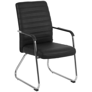Livetastic Besucherstuhl, Schwarz, Chrom, Holz, Metall, Kunststoff, Textil, Pappel, Sperrholz, Rundrohr, 55x92x64 cm, inklusive Armlehnen,