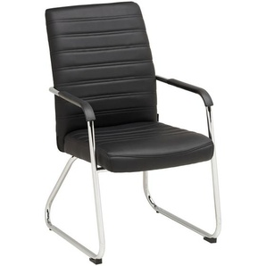 Livetastic Besucherstuhl, Schwarz, Chrom, Holz, Metall, Kunststoff, Textil, Pappel, Sperrholz, Rundrohr, 55x92x64 cm, inklusive Armlehnen,