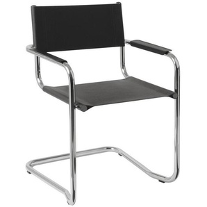 Livetastic Besucherstuhl, Schwarz, Chrom, Metall, Textil, C-Form, 52x81x52 cm, stapelbar, Esszimmer, Stühle, Esszimmerstühle, Schwingstühle