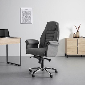 Livetastic Chefsessel , Chrom, Dunkelgrau , Holz, Metall, Kunststoff, Textil , Eukalyptusholz , Sperrholz , Drehkreuz , 68x116-122x72 cm , Sitzfläche 360° drehbar , Arbeitszimmer, Bürostühle, Drehstühle