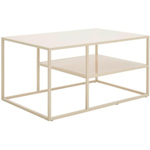 Livetastic Couchtisch, Creme, Metall, Glas, rechteckig, Flachrohr, 60x45x90 cm, einfacher Aufbau, Wohnzimmer, Wohnzimmertische, Couchtische