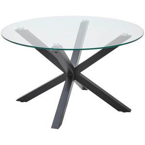 Livetastic Couchtisch, Klar, Schwarz, Metall, Glas, rund, eckig, 45x80x80 cm, Wohnzimmer, Wohnzimmertische, Couchtische