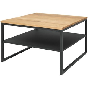 Livetastic Couchtisch, Natur, Schwarz, Holz, Metall, Holzwerkstoff, Eiche, massiv, quadratisch, U-Form, 70x44x70 cm, Wohnzimmer, Wohnzimmertische,