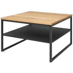 Livetastic Couchtisch, Natur, Schwarz, Holz, Metall, Holzwerkstoff, Eiche, massiv, quadratisch, U-Form, 70x44x70 cm, Wohnzimmer, Wohnzimmertische,