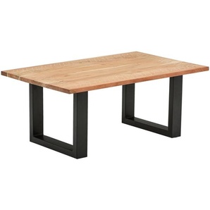Livetastic Couchtisch, Schwarz, Akazie, Holz, Metall, Akazie, Hartholz, rechteckig, U-Form, 110x70x45 cm, einfacher Aufbau, Wohnzimmer,