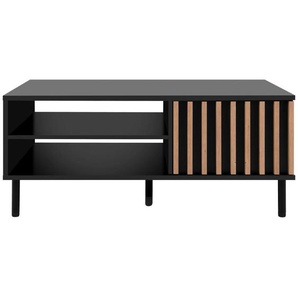 Livetastic Couchtisch, Schwarz, Eiche Artisan, Holzwerkstoff, rechteckig, Rundrohr, 67x47x110.5 cm, offenes Fach, Wohnzimmer, Wohnzimmertische,