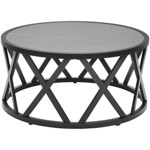 Livetastic Couchtisch, Schwarz, Hellgrau, Metall, Stein, rund, rund, 35x75x75 cm, Wohnzimmer, Wohnzimmertische, Couchtische