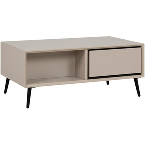 Livetastic Couchtisch, Schwarz, Sand, Holzwerkstoff, 1 Schubladen, rechteckig, Rundrohr, 94x40x50 cm, offenes Fach, Wohnzimmer, Wohnzimmertische,