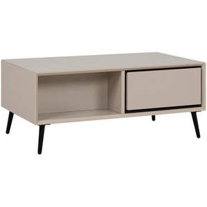 Livetastic Couchtisch, Schwarz, Sand, Holzwerkstoff, 1 Schubladen, rechteckig, Rundrohr, 94x40x50 cm, offenes Fach, Wohnzimmer, Wohnzimmertische,