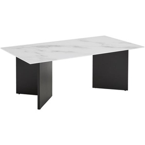 Livetastic Couchtisch, Schwarz, Weiß, Metall, Glas, rechteckig, Flachrohr, 60x40x110 cm, einfacher Aufbau, Wohnzimmer, Wohnzimmertische, Couchtische