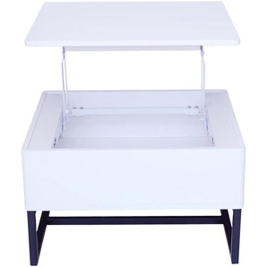 Livetastic Couchtisch , Schwarz, Weiß , Metall , rechteckig , Flachrohr , 42.5x67.5 cm , Stauraum, einfacher Aufbau , Wohnzimmer, Wohnzimmertische, Couchtische, Couchtische mit Stauraum