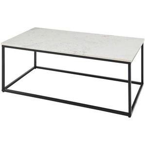 Livetastic Couchtisch , Schwarz, Weiß , Metall, Stein , eckig , 120x46x60 cm , Wohnzimmer, Wohnzimmertische, Couchtische, Couchtische Marmor