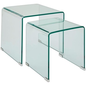 Livetastic Couchtisch, Transparent, Glas, quadratisch, U-Form, 50x40x45 cm, Wohnzimmer, Wohnzimmertische, Couchtische