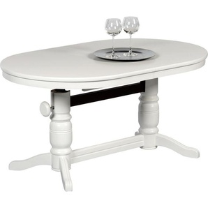 Livetastic Couchtisch , Weiß , Holz , furniert, massiv , oval , Wange , 75x56-72 cm , höhenverstellbar , Wohnzimmer, Wohnzimmertische, Couchtische, Couchtische höhenverstellbar
