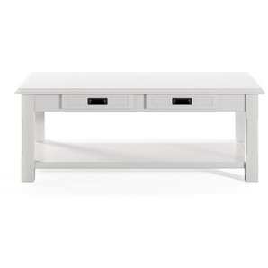 Livetastic Couchtisch, Weiß, Metall, Kiefer, massiv, 2 Schubladen, rechteckig, eckig, 115x43.5x60 cm, FSC Mix, offenes Fach, einfacher Aufbau,