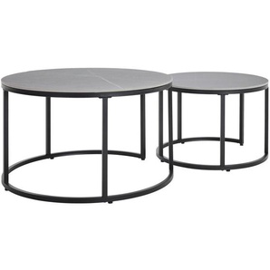 Livetastic Couchtischset, Schwarz, Grau, Metall, Keramik, 2-teilig, rund, rund, 60x46x80 cm, Wohnzimmer, Wohnzimmertische, Couchtische, Couchtische