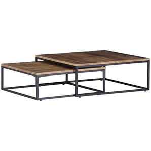 Livetastic Couchtischset, Natur, Schwarz, Holz, Metall, 2-teilig, Mangoholz, rechteckig, eckig, 65-72x22-27 cm, Wohnzimmer, Wohnzimmertische, Satztische