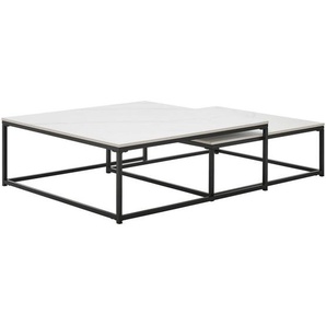 Livetastic Couchtischset, Schwarz, Weiß, Metall, Keramik, 2-teilig, quadratisch, eckig, 75x65x27 cm, Wohnzimmer, Wohnzimmertische, Satztische
