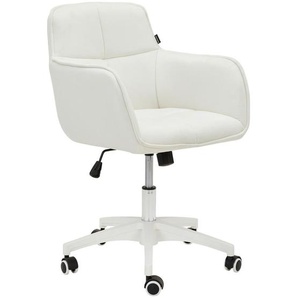 Livetastic Drehstuhl, Creme, Weiß, Kunststoff, Textil, Füllung: Schaumstoff, Drehkreuz, 60x80-90x62 cm, Sitzfläche 360° drehbar, inklusive Armlehnen,