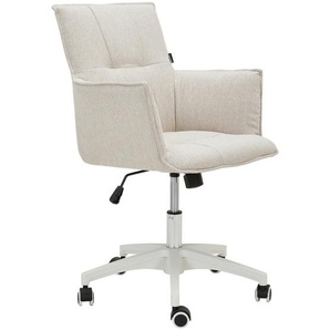 Livetastic Drehstuhl, Weiß, Beige, Kunststoff, Textil, Füllung: Schaumstoff, Drehkreuz, 60x79-89x63 cm, inklusive Armlehnen, Arbeitszimmer,