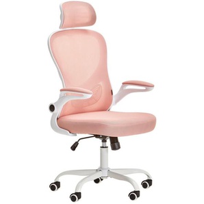 Livetastic Drehstuhl, Weiß, Pink, Metall, Kunststoff, Textil, Füllung: Schaumstoff, Drehkreuz, 61x118-128x60.5 cm, Sitzfläche 360° drehbar, inklusive