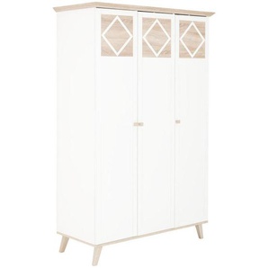 Livetastic Drehtürenschrank , Weiß, Eiche , Holzwerkstoff , 4 Fächer , 133x204x59 cm , Beimöbel erhältlich , Schlafzimmer, Kleiderschränke, Drehtürenschränke