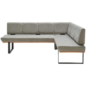 Livetastic Eckbank, Grau, Holz, Metall, Textil, Eiche, vollmassiv, L-Form, 225x175 cm, in verschiedenen Größen erhältlich, Esszimmer, Bänke, Eckbänke