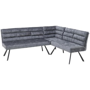 Livetastic Eckbank, Grau, Metall, Textil, 5-Sitzer, seitenverkehrt montierbar, L-Form, 176-214x68x88 cm, seitenverkehrt erhältlich, Esszimmer, Bänke,