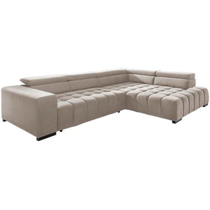 Livetastic Eckschlafsofa, Beige, Textil, Buche, vollmassiv, 4-Sitzer, 307x201 cm, Schlafen auf Sitzhöhe, Armteil links, Rücken echt, Wohnzimmer, Sofas
