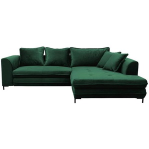 Livetastic Eckschlafsofa, Grün, Textil, 4-Sitzer, Füllung: Schaumstoff, 277x187 cm, Made in EU, Rücken echt, Armteil rechts, Wohnzimmer, Sofas &