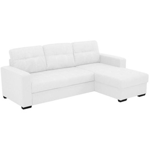 Livetastic Eckschlafsofa, Weiß, Textil, 3-Sitzer, 240x160 cm, Made in EU, Wohnzimmer, Sofas & Couches, Schlafsofas, Schlafsofas mit Bettkasten