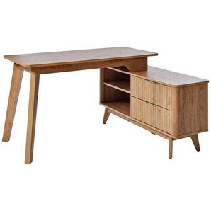 Livetastic Eckschreibtisch, Eiche, Metall, 2 Schubladen, rechteckig, eckig, 120x76.20x148 cm, Kabeldurchlass, Stauraum, seitenverkehrt montierbar,
