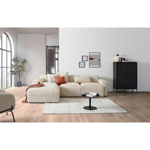 Livetastic Ecksofa, Beige, Textil, Füllung: Schaumstoff, Ottomane links, L-Form, 303x196 cm, Made in EU, Rücken echt, Wohnzimmer, Sofas & Couches,