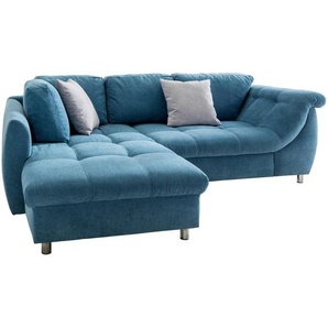 Livetastic Ecksofa, Blau, Textil, Uni, 3-Sitzer, Füllung: Schaumstoff, Ottomane links, L-Form, 250x190 cm, Made in EU, Wohnzimmer, Sofas & Couches,