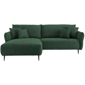 Livetastic Ecksofa, Dunkelgrün, Textil, 4-Sitzer, Füllung: Schaumstoff, seitenverkehrt montierbar, L-Form, 264-302x178 cm, Made in EU, Rücken echt,