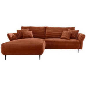 Livetastic Ecksofa, Terracotta, Textil, Uni, 4-Sitzer, Füllung: Schaumstoff, seitenverkehrt montierbar, L-Form, 264-302x178 cm, Made in EU, Rücken