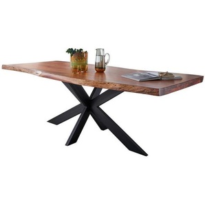 Livetastic Esstisch, Akazie, Holz, Akazie, massiv, rechteckig, X-Form, 90x76x180 cm, Esszimmer, Tische, Esstische