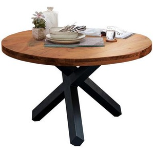 Livetastic Esstisch, Akazie, Holz, Metall, Akazie, massiv, rund, X-Form, 110x75.5x110 cm, Esszimmer, Tische, Esstische, Esstische rund