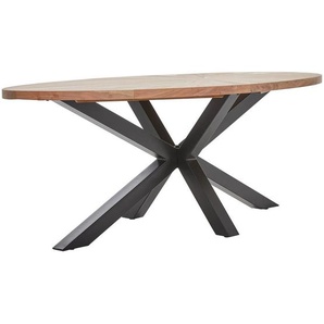 Livetastic Esstisch, Schwarz, Akazie, Holz, Metall, Akazie, vollmassiv, Holz, oval, Sternfuß, 90x76x160 cm, Esszimmer, Tische, Esstische, Esstische oval
