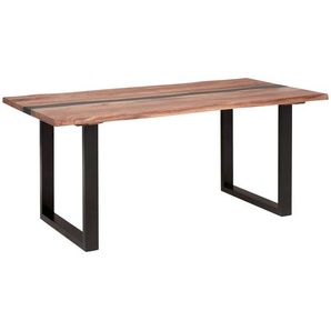 Livetastic Esstisch Epoxidharz, Schwarz, Akazie, Holz, Metall, Akazie, Hartholz, rechteckig, U-Form, 180x76x90 cm, Esszimmer, Tische, Esstische,