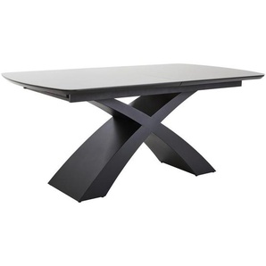 Livetastic Esstisch, Grau, Schwarz, Metall, Glas, Holzwerkstoff, rechteckig, X-Form, 98x76x178 cm, ausziehbar, Esszimmer, Tische, Esstische,