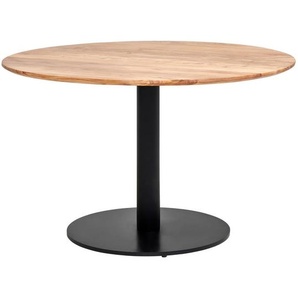 Livetastic Esstisch, Schwarz, Akazie, Holz, Metall, Akazie, vollmassiv, rund, Säule, Bodenplatte, 130x76x130 cm, Esszimmer, Tische, Esstische, Esstische rund