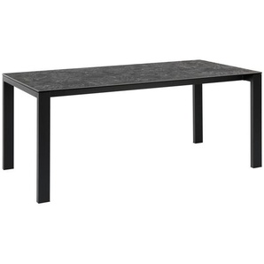 Livetastic Esstisch, Schwarz, Dunkelgrau, Metall, Keramik, rechteckig, Flachrohr, 90x75x180 cm, Esszimmer, Tische, Esstische, Esstische Keramik