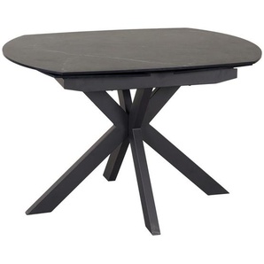 Livetastic Esstisch, Schwarz, Metall, Keramik, oval, eckig, 89x76x120 cm, ausziehbar, Esszimmer, Tische, Esstische, Esstische ausziehbar