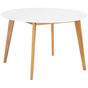 Livetastic Esstisch, Weiß, Holz, Holzwerkstoff, Kautschukholz, massiv, rund, rund, 105x76x105 cm, Esszimmer, Tische, Esstische