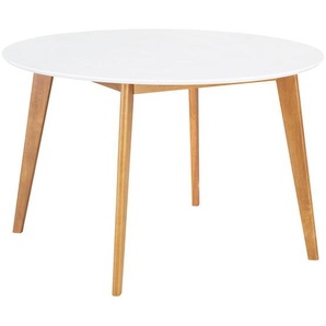 Livetastic Esstisch, Weiß, Holz, Holzwerkstoff, Kautschukholz, massiv, rund, rund, 105x76x105 cm, Esszimmer, Tische, Esstische, Esstische rund