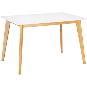 Livetastic Esstisch, Weiß, Holz, Kautschukholz, massiv, rechteckig, 80x76x120 cm, Esszimmer, Tische, Esstische